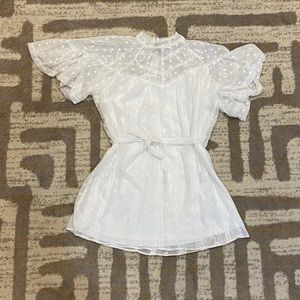 NWT White aqua belted blouse